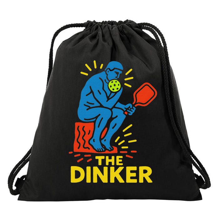 The Thinker By Auguste Rodin Contemplates Pickleball Drawstring Bag