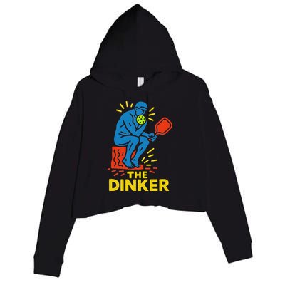 The Thinker By Auguste Rodin Contemplates Pickleball Crop Fleece Hoodie