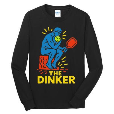 The Thinker By Auguste Rodin Contemplates Pickleball Tall Long Sleeve T-Shirt
