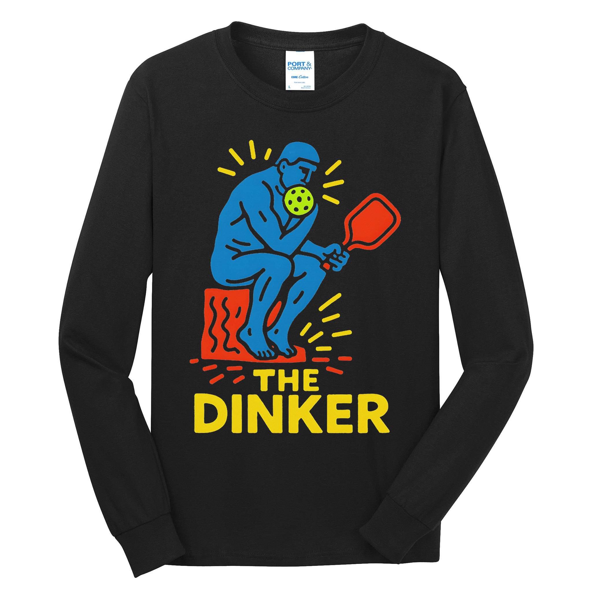 The Thinker By Auguste Rodin Contemplates Pickleball Tall Long Sleeve T-Shirt