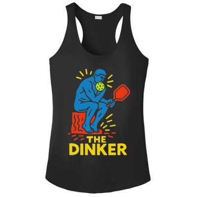 The Thinker By Auguste Rodin Contemplates Pickleball Ladies PosiCharge Competitor Racerback Tank