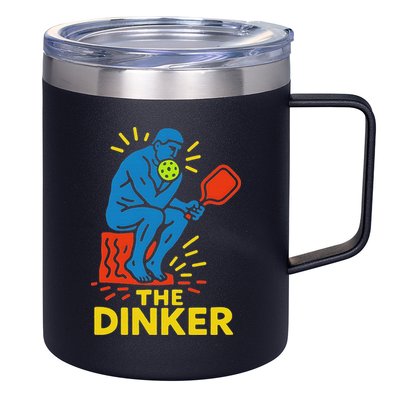 The Thinker By Auguste Rodin Contemplates Pickleball 12oz Stainless Steel Coffee Mug