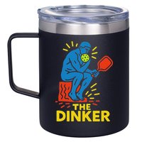 The Thinker By Auguste Rodin Contemplates Pickleball 12oz Stainless Steel Coffee Mug