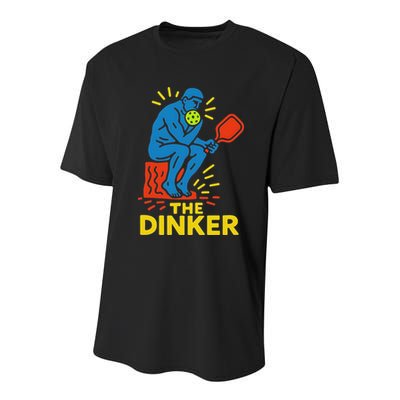 The Thinker By Auguste Rodin Contemplates Pickleball Youth Performance Sprint T-Shirt