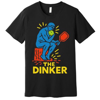 The Thinker By Auguste Rodin Contemplates Pickleball Premium T-Shirt