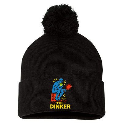 The Thinker By Auguste Rodin Contemplates Pickleball Pom Pom 12in Knit Beanie