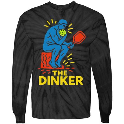 The Thinker By Auguste Rodin Contemplates Pickleball Tie-Dye Long Sleeve Shirt