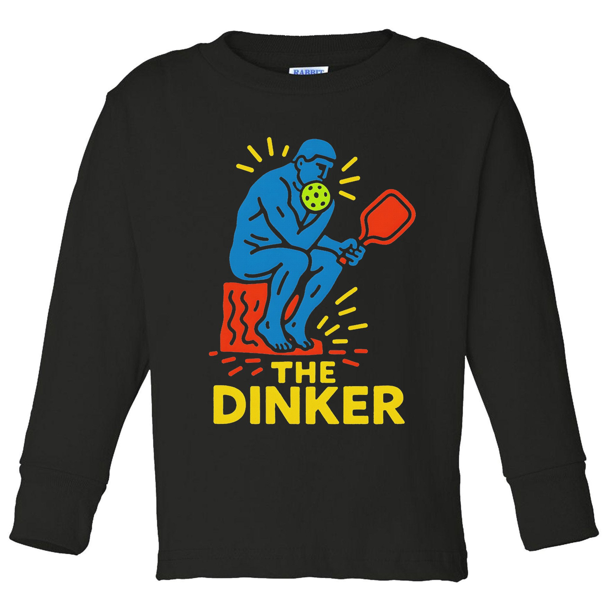 The Thinker By Auguste Rodin Contemplates Pickleball Toddler Long Sleeve Shirt