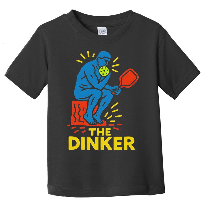 The Thinker By Auguste Rodin Contemplates Pickleball Toddler T-Shirt