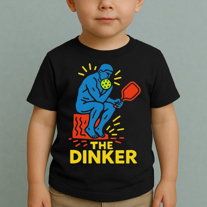 The Thinker By Auguste Rodin Contemplates Pickleball Toddler T-Shirt