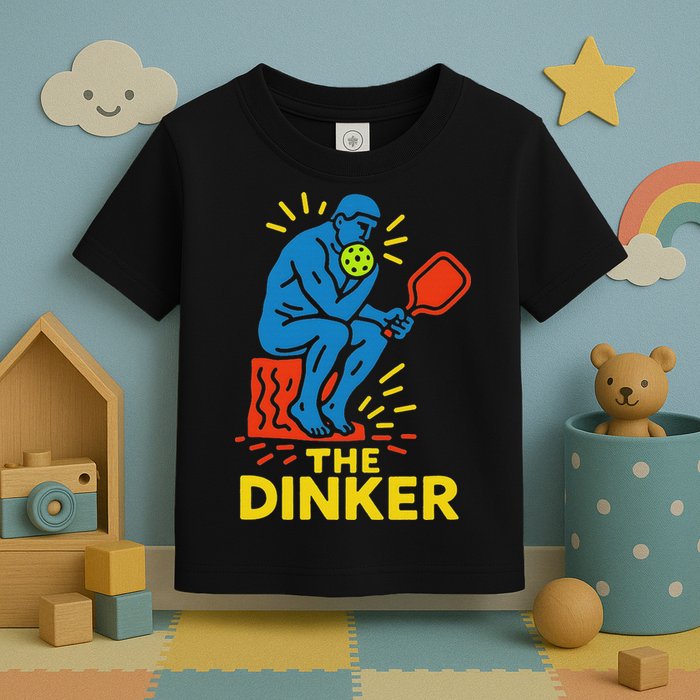 The Thinker By Auguste Rodin Contemplates Pickleball Toddler T-Shirt
