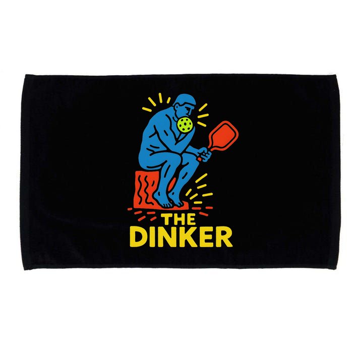 The Thinker By Auguste Rodin Contemplates Pickleball Microfiber Hand Towel