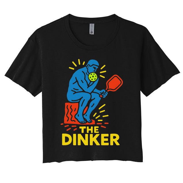 The Thinker By Auguste Rodin Contemplates Pickleball Crop Top