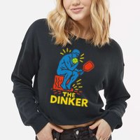The Thinker By Auguste Rodin Contemplates Pickleball Cropped Pullover Crew