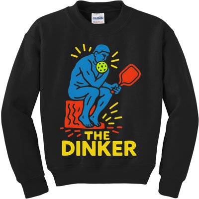 The Thinker By Auguste Rodin Contemplates Pickleball Kids Sweatshirt