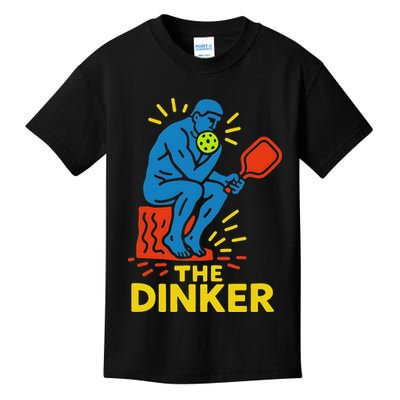 The Thinker By Auguste Rodin Contemplates Pickleball Kids T-Shirt