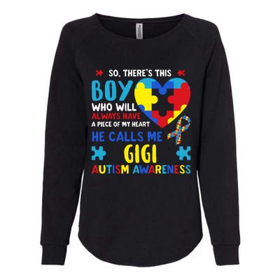 ThereS This Boy He Calls Me Gigi Gg Autism Awareness Womens California Wash Sweatshirt