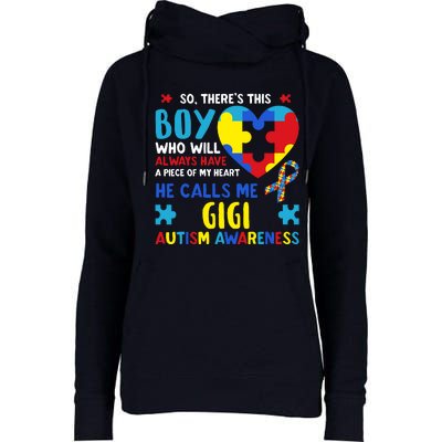 ThereS This Boy He Calls Me Gigi Gg Autism Awareness Womens Funnel Neck Pullover Hood