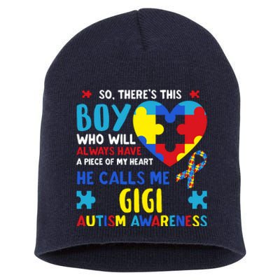 ThereS This Boy He Calls Me Gigi Gg Autism Awareness Short Acrylic Beanie