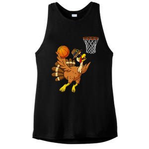 Thanksgiving Turkey Basketball Player Funny Ladies PosiCharge Tri-Blend Wicking Tank