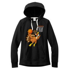 Thanksgiving Turkey Basketball Player Funny Women's Fleece Hoodie