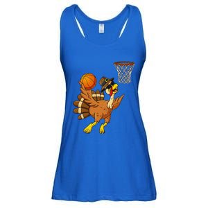 Thanksgiving Turkey Basketball Player Funny Ladies Essential Flowy Tank