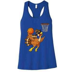 Thanksgiving Turkey Basketball Player Funny Women's Racerback Tank