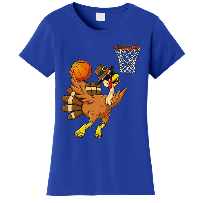 Thanksgiving Turkey Basketball Player Funny Women's T-Shirt