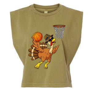 Thanksgiving Turkey Basketball Player Funny Garment-Dyed Women's Muscle Tee