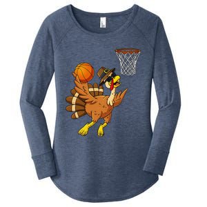 Thanksgiving Turkey Basketball Player Funny Women's Perfect Tri Tunic Long Sleeve Shirt