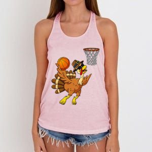 Thanksgiving Turkey Basketball Player Funny Women's Knotted Racerback Tank