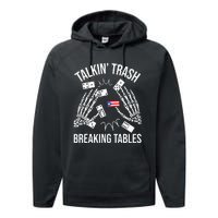 Talking Trash Breaking Tables Dominoes Lover Domino Player Performance Fleece Hoodie