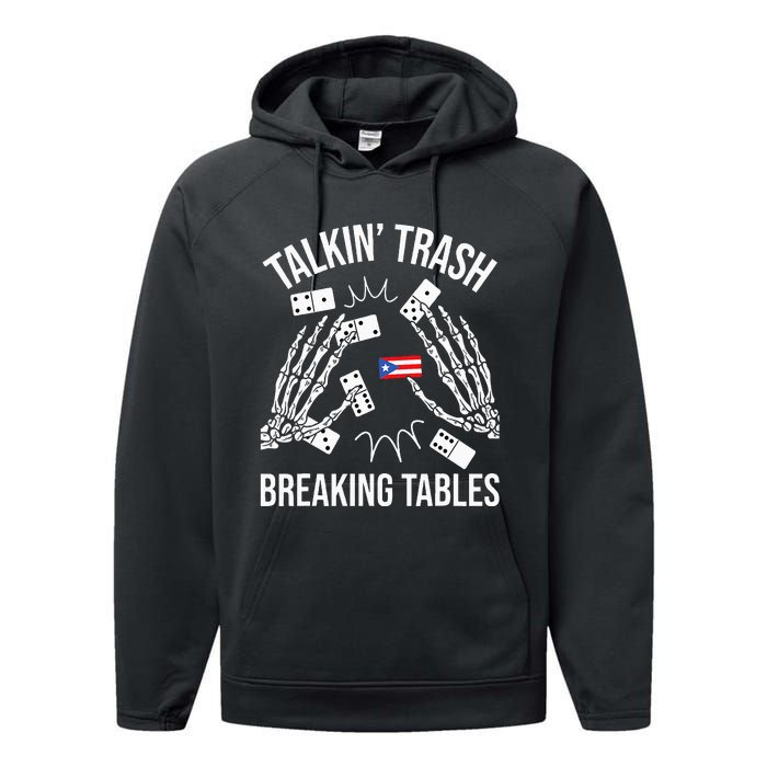 Talking Trash Breaking Tables Dominoes Lover Domino Player Performance Fleece Hoodie