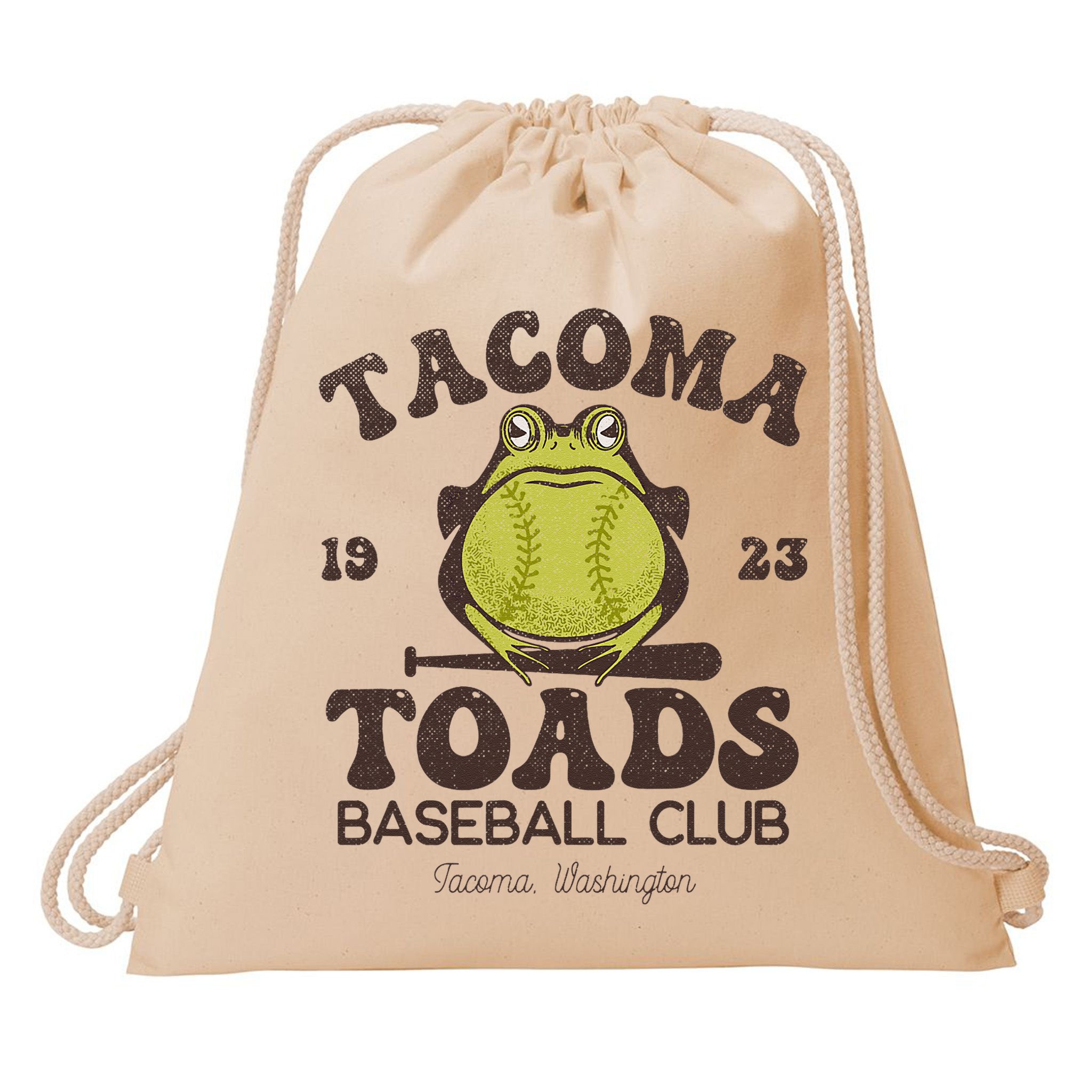 Tacoma Toads Baseball Retro Minor League Baseball Team Drawstring Bag