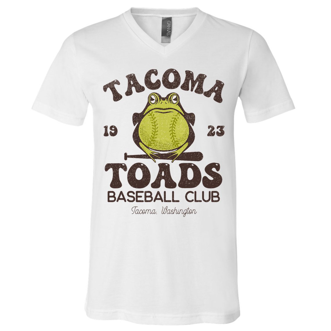 Tacoma Toads Baseball Retro Minor League Baseball Team V-Neck T-Shirt