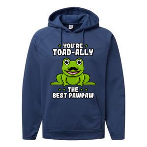 Toadgiftally The Best Pawpaw Frog Lover Toad Grandfather Gift Performance Fleece Hoodie