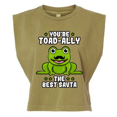 Toadgiftally The Best Savta Frog Lover Toad Grandfather Gift Garment-Dyed Women's Muscle Tee