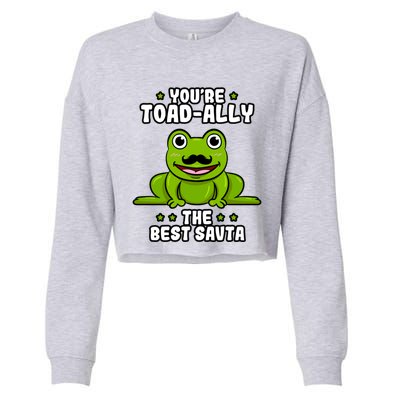 Toadgiftally The Best Savta Frog Lover Toad Grandfather Gift Cropped Pullover Crew