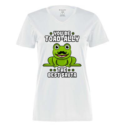 Toadgiftally The Best Savta Frog Lover Toad Grandfather Gift Women's Momentum V-Neck T-Shirt