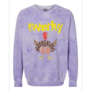 Twerky Turkey Butt Thanksgiving Twerk Dance Pun Colorblast Crewneck Sweatshirt