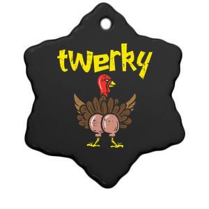 Twerky Turkey Butt Thanksgiving Twerk Dance Pun Ceramic Star Ornament