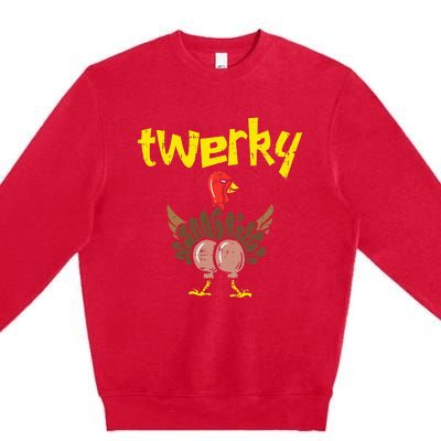 Twerky Turkey Butt Thanksgiving Twerk Dance Pun Premium Crewneck Sweatshirt