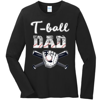 TBall Tee Ball Dad Baseball Dad Game Day Father's Day Ladies Long Sleeve Shirt