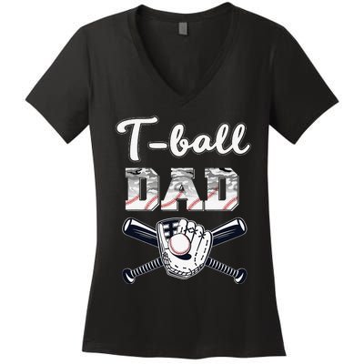 TBall Tee Ball Dad Baseball Dad Game Day Father's Day Women's V-Neck T-Shirt