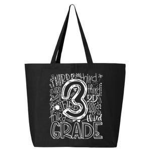 Team Teacher Back To School 3rd Third Grade Typography 25L Jumbo Tote