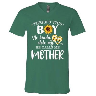 There's This Bo He Kinda Stole My Heart He Calls Me Mother V-Neck T-Shirt