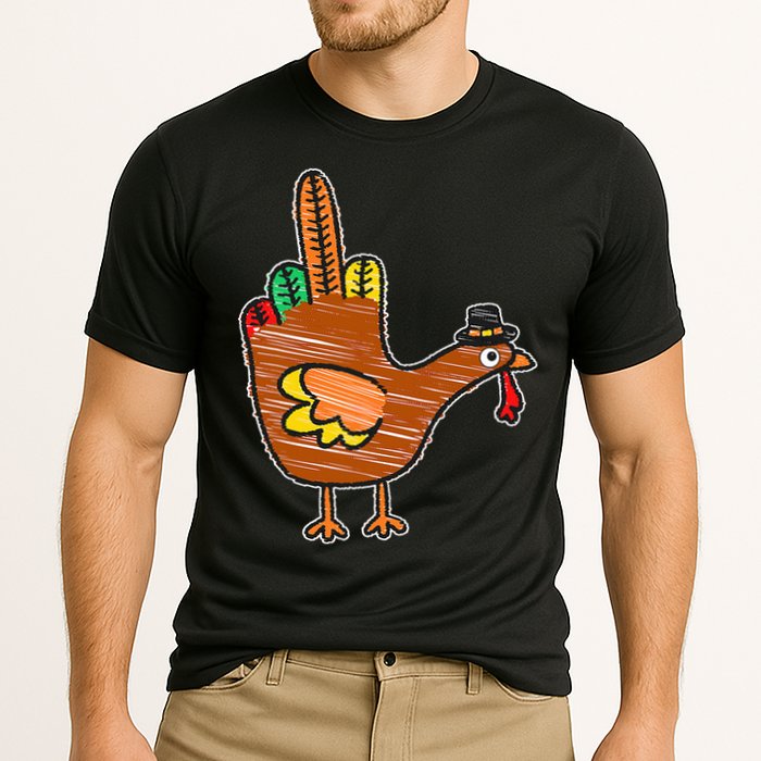 Thanksgiving Turkey Bird Middle Finger Cooling Performance Crew T-Shirt