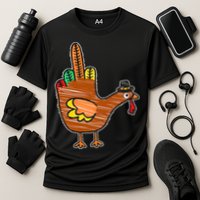 Thanksgiving Turkey Bird Middle Finger Cooling Performance Crew T-Shirt