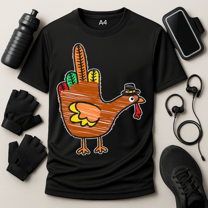 Thanksgiving Turkey Bird Middle Finger Cooling Performance Crew T-Shirt
