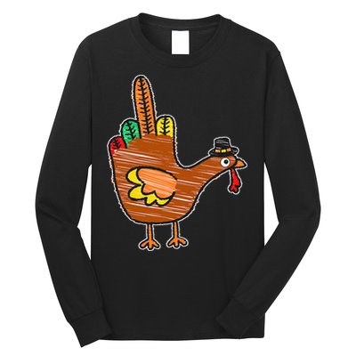 Thanksgiving Turkey Bird Middle Finger Long Sleeve Shirt